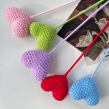 毛线爱心钩织礼物批发手工编织爱心花枝混搭花束制作送女朋友多色