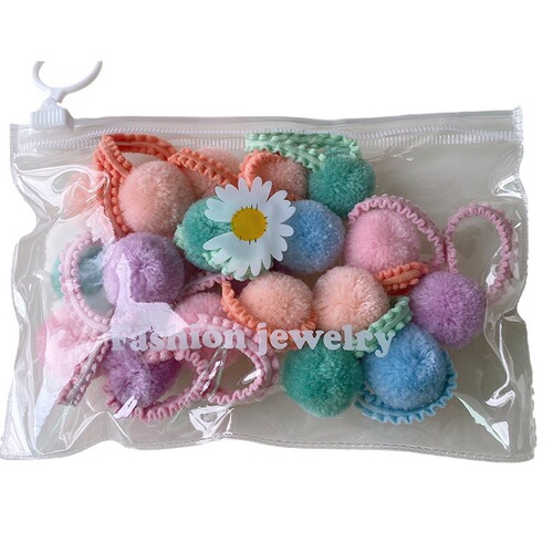 20 bags of macaron candies, colorful autumn and winter plush balls, small fungus-edged hair ties for children, all-match headbands