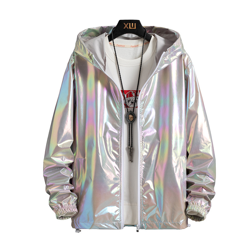 Summer dazzling reflective sunscreen men's ice silk ultra-thin couple color thin jacket fashion gradient coat wholesale