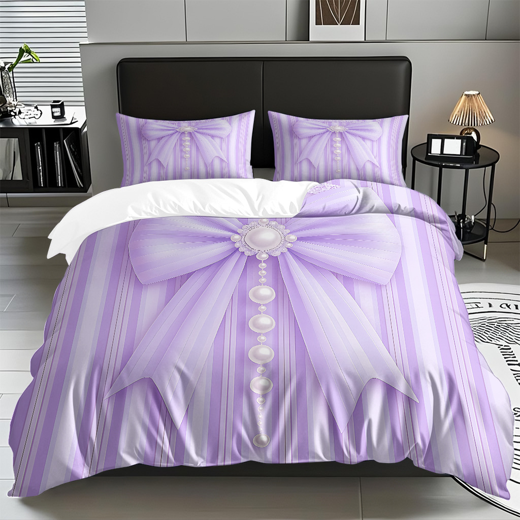 Ins Wind Pink Bow Digital Printed Colchón Set Pillow Cover Comercio electrónico transfronterizo preferido para adaptarse al modo JIT