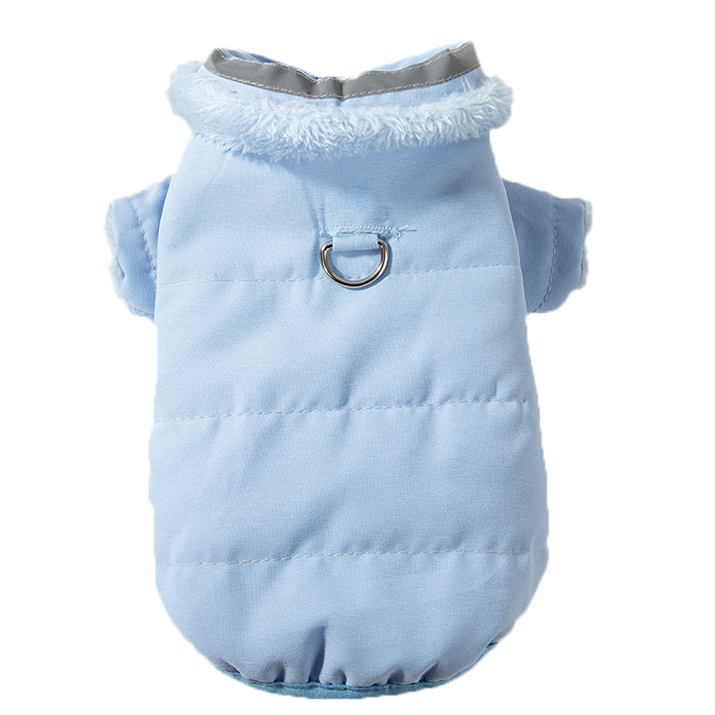 Color azul macarón doble cara simple ropa de algodón collar peluche dos pies de manga larga invierno mascota ropa de perro al por mayor image 6