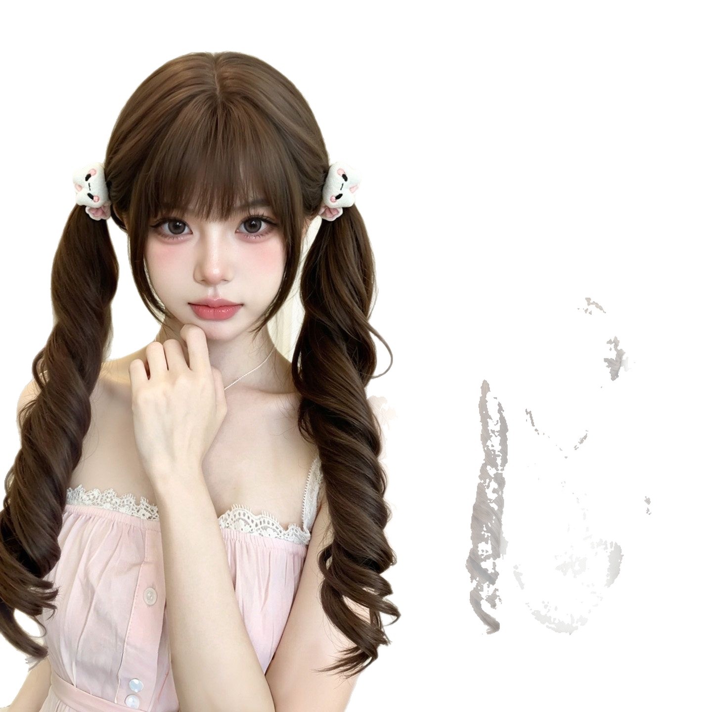 Energetischer Zwillingsschwanz-Cosplay-Wig für Mädchen - Lolita-Stil mit natürlicher Locken und Alltagsgebrauch