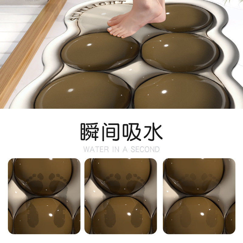 Alfombra de piso de expansión tridimensional 3D baño alfombra absorbente de barro de diatomeas baño puerta del baño alfombra del hogar alfombra antideslizante alfombra del piso