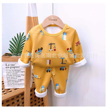 秋冬热卖地摊衣服儿童保暖内衣套装加厚加绒两件套低价批发家居服