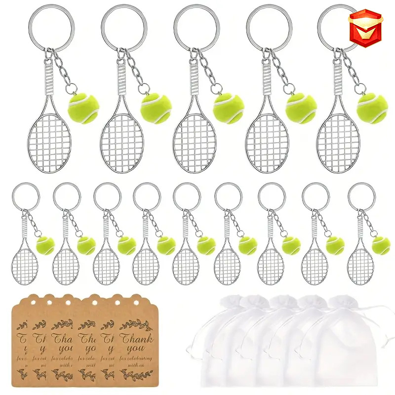 Cross-Border Supply Mini Tennis Racket Keychain Keychain Set Party Sports Event Gifts Manufacturer Wholesale