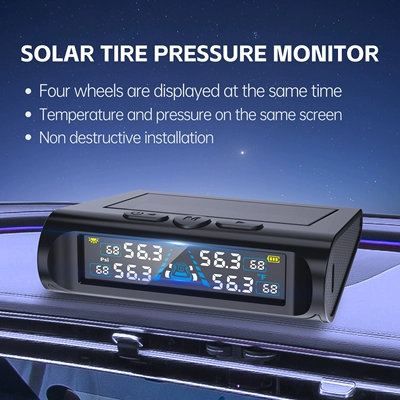 T21 Solar-Powered Tire Pressure Monitor with Four-Wheel Display, High-Precision Wireless Vehicle Tire Pressure Alarm