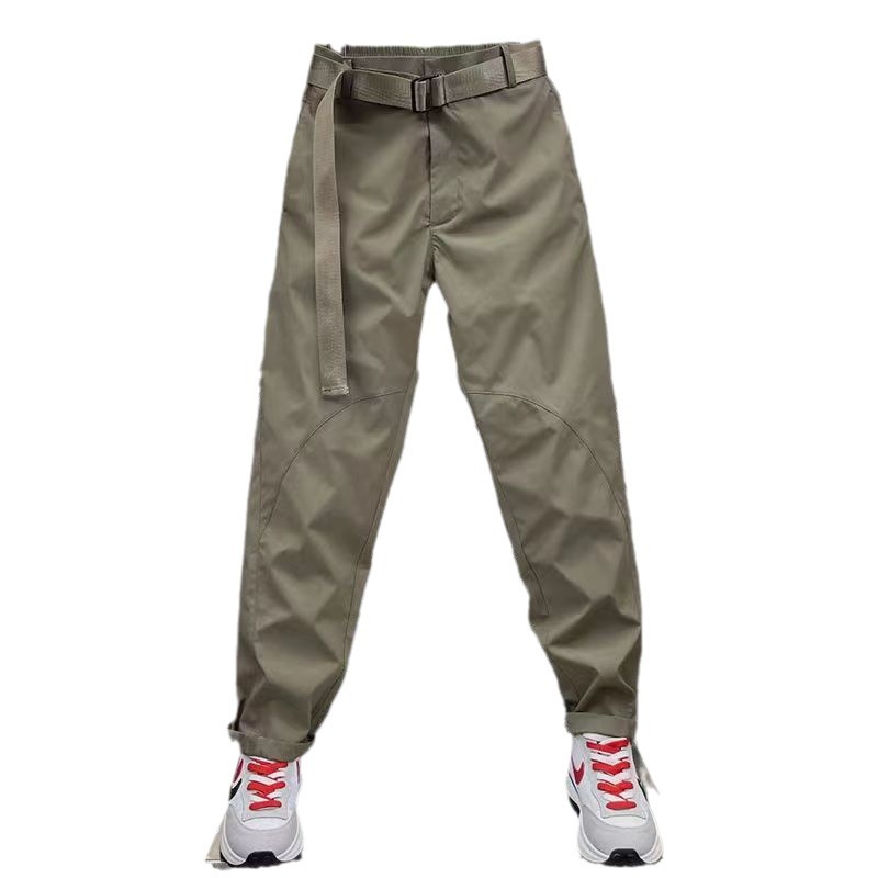 2024 Summer Thin Cargo Pants Loose Fit Men's Versatile Casual Pants Harem Belt Cargo Pants Multi-Pocket Men