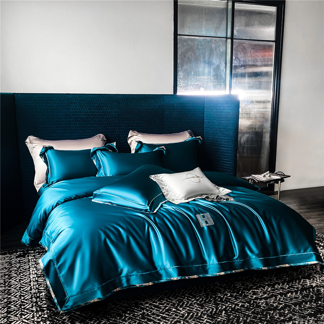 Italian Hotel-Style Bedding, High-End Golden Sun 200S Pure Cotton Fabric Four-Piece Set, Home Textile Long-Staple Cotton