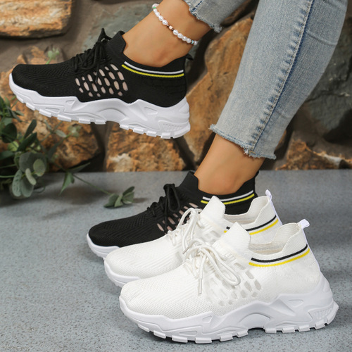New Fashion Knit Mesh Women's Summer Shoes, Versatile Stylish Breathable Athletic Mesh Slip-Ons for Girls