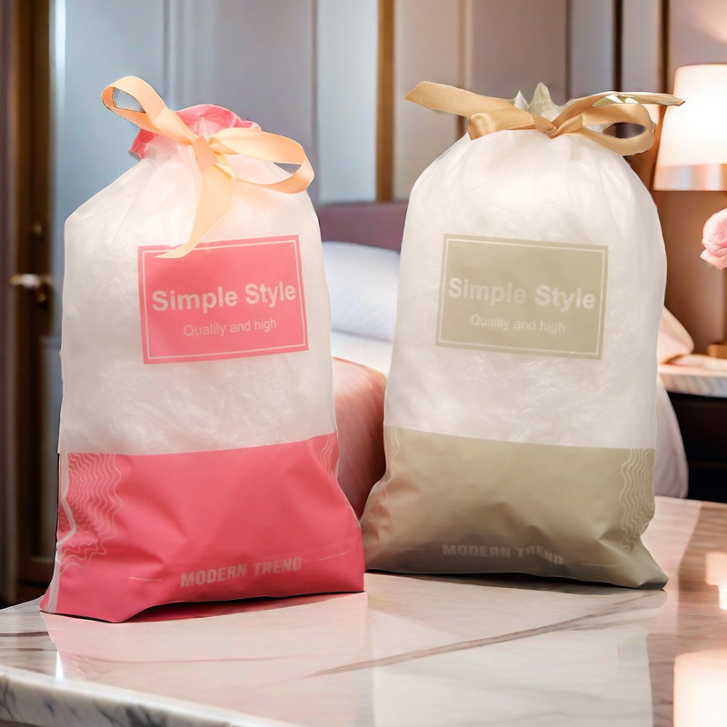 2条毛巾包装袋打底裤丝带抽绳袋束口浴巾喜糖回礼袋食品礼品袋