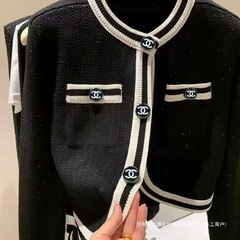 春秋轻熟圆领撞色高级减龄香风开衫洋气针织衫小众上衣新款外套女