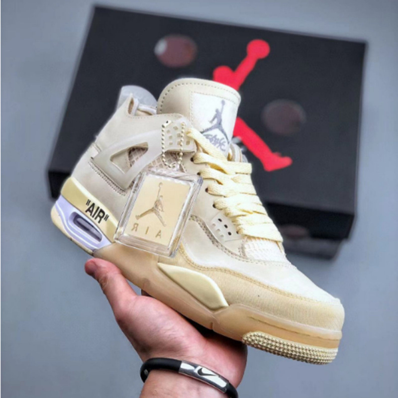 Wholesale original label and box AJ4 midnight blue electric mother yellow white black Jordan 4 foreign trade men's and women's sports basketball shoes
