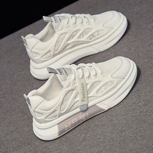 Inner Height White Shoes Women's Shoes 2024 New All-match Breathable Sports Casual Sneakers Summer Thin Mesh Shoes