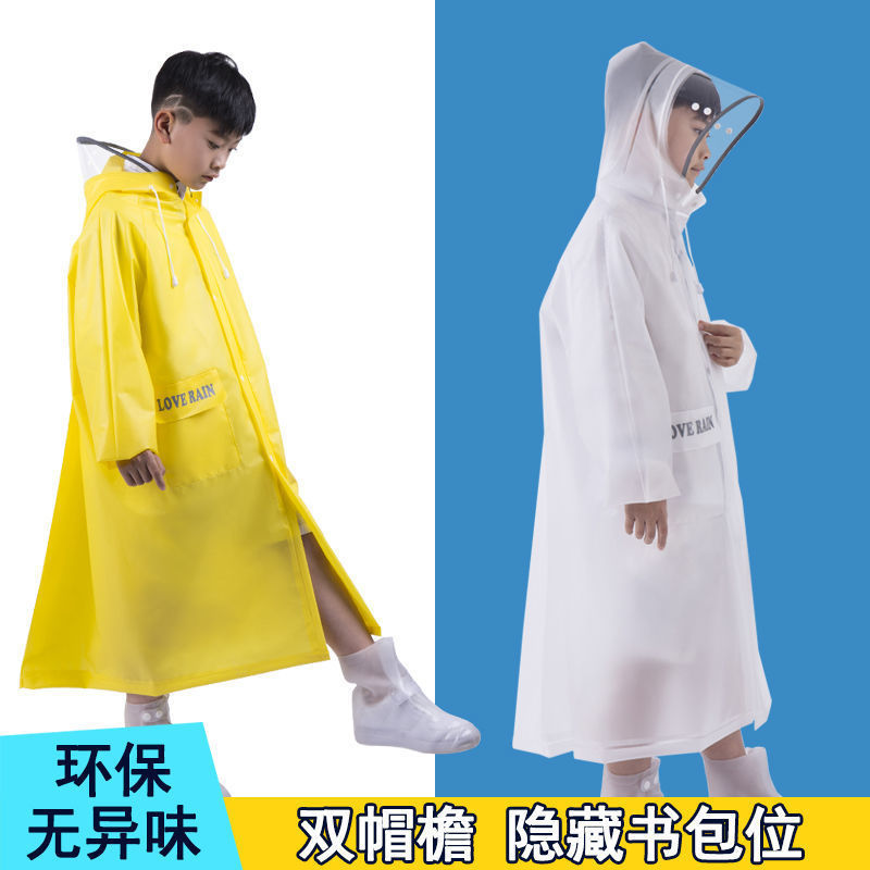 Children's Raincoat Junior Senior high school Students Full Body Long Ride Schoolbag for Boys and Girls Teenagers School Poncho