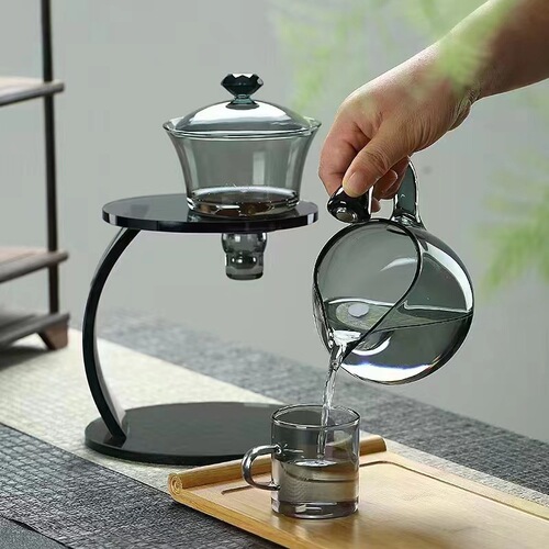 High borosilicate glass transparent black tea set for home use, magnetic suction office brewing teapot lazy tea brewing device function
