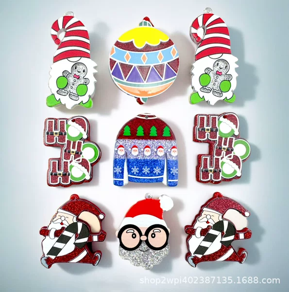 Acrylic Christmas earrings European and American personality Santa Claus earrings pendant diy earrings pendant decorative accessories