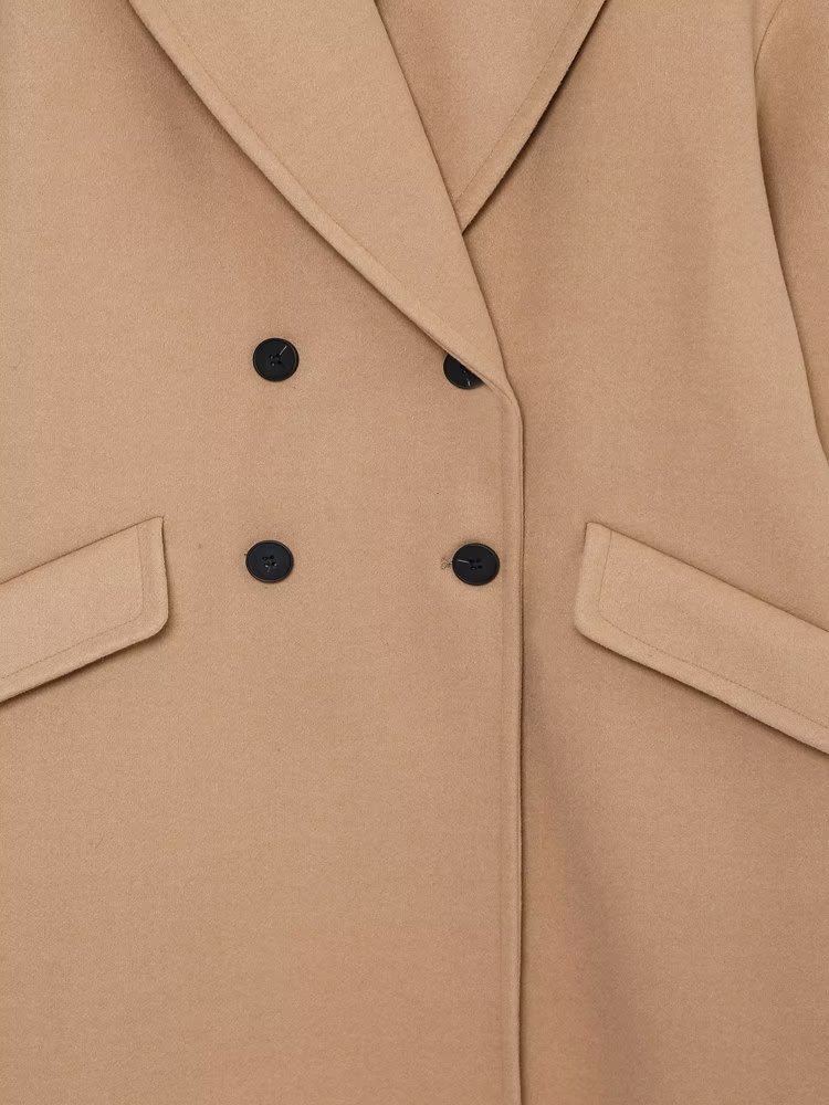 Women Autumn Winter Thick Long Coats Vintage V Neck Long Sleeve Pockets Jackets Fashion 2023 Elegant Female Coats_voghion.com