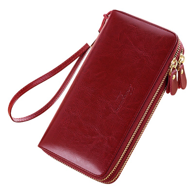 Cross-Border Wallet for Women, Long Style, Genuine Leather, Double Zipper, Large Capacity Clutch Bag, 2026 New Popular Model, Women's Card Holder