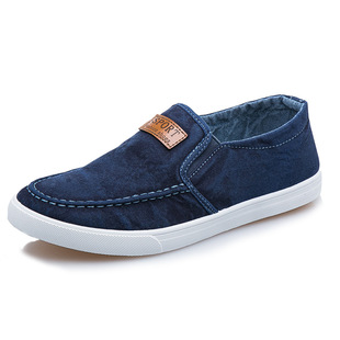 Songin 2025 Spring and Summer Men's Shoes Men's Canvas Slip-on Breathable Sports Casual Lazy Work Board Shoes