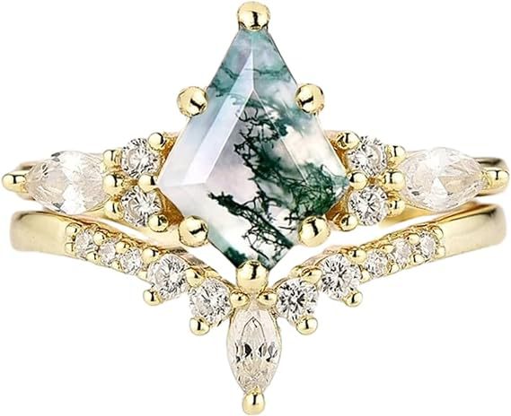 Nueva joyería europea y americana Amazon creativo simple irregular ZIRCON diamante anillo de dos piezas de las mujeres