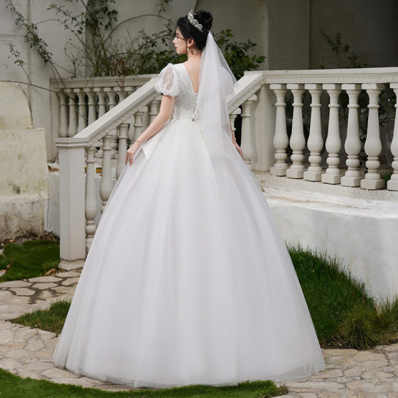 French Style Light Wedding Dress 2025 New Style Bride's Out-door Yarn-floor Simple Mori Style Certificate Registration White Dress Dress for Women