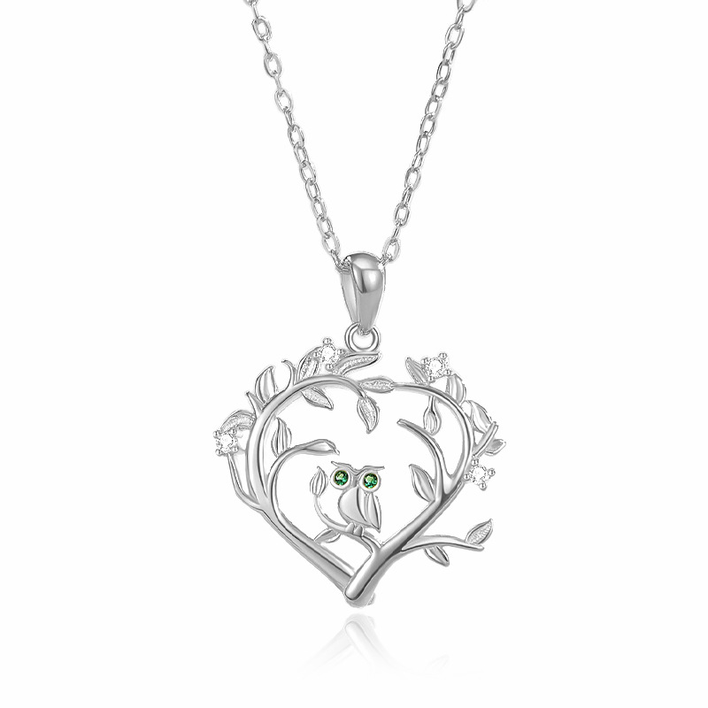 Nuevo collar francés de alta gama europeo y americano, vida femenina, búho, micro-incrustado de circón, personalidad, temperamento, cadena de clavícula