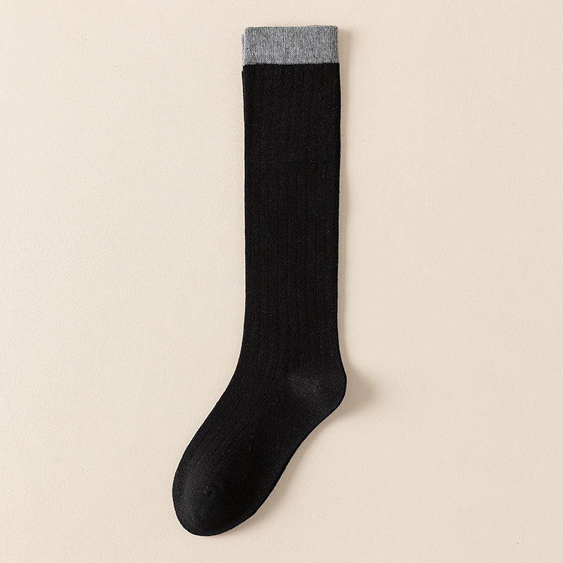 Black socks with light gray cuffs / One size fits all