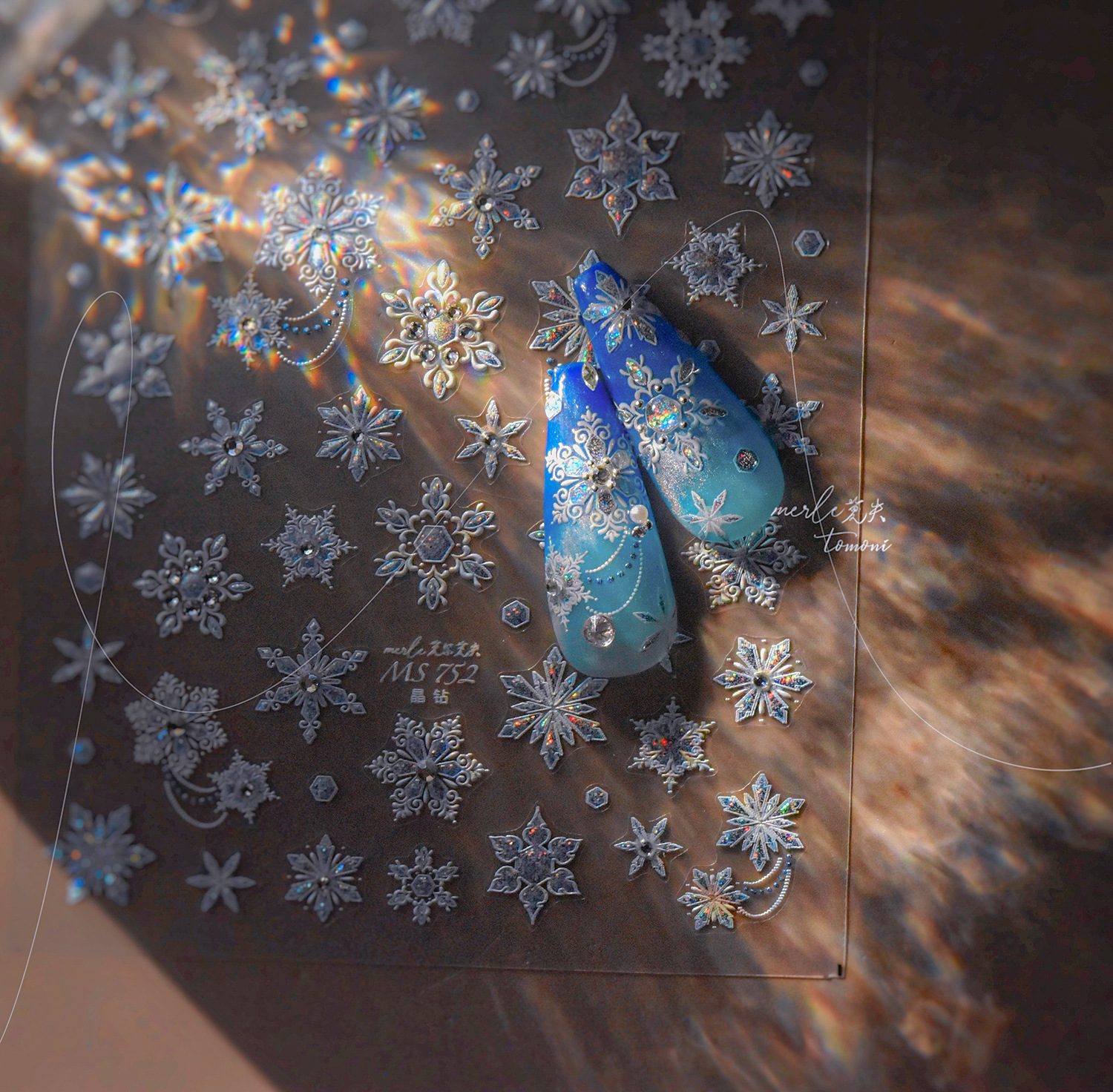 Manicure nuevo diamante de cristal manicure pegatinas ins nunca pierde la cooperación japonesa pegatinas de uñas metal pegatinas de nieve al por mayor