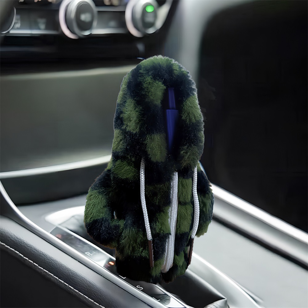 Cross-border plush car gear lever decorative gear handle headgear vests with hat lining protection anti-hand lever gear shift position accessories
