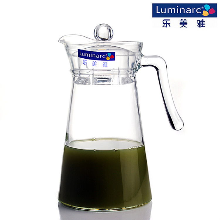 Lemeya vidrio resistente al calor hervidor de agua fría agua manzana verde engrosado jar de jugo tetera flor logotipo al por mayor
