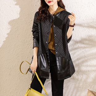Limited Price 12 Women's Top 2025 Spring New Korean Style Windbreaker Loose Stitching Leather Women's Jacket