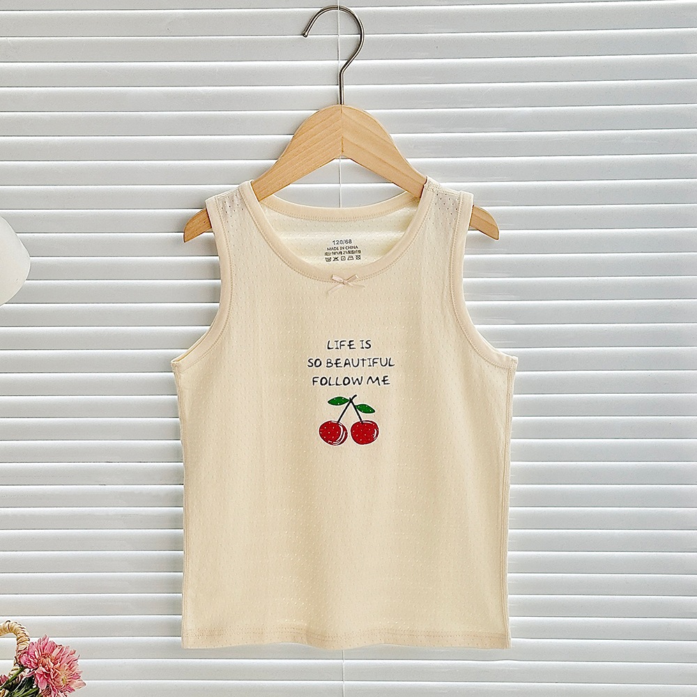 Chaleco de algodón para niños de clase A, sin hueso y sin mangas, fondo de bebé, chaleco fino en forma de corredor, uso exterior, cuello redondo jacquard, verano