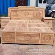 中式老榆木大床高箱体衣柜实木床落地榻榻米双人床组合地台实木床