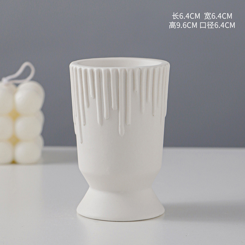 Sencillas rayas verticales rosa azul doble uso candelabro de cerámica candelero taza de la vela contenedor taza hogar candelabro Decoración