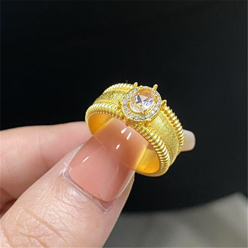 Anillo abierto de piedra ojo de tigre de circón medieval, anillo de dedo de comida de todo fósforo de nicho femenino, temperamento de moda, joyería de lujo ligera al por mayor