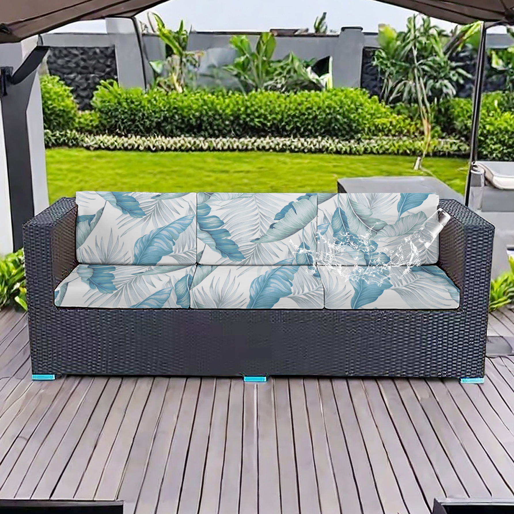 Sofa Seat Cushion Rattan Chair Tpu Dust Cover Courtyard Waterproof Film 160g Printed Outdoor Sofa Cushion Cover