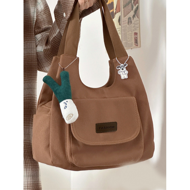 (2개) 일본 캔버스 가방 여성의 2024 새로운 캐주얼 핸드 백 간단한 INSTAGRAM 스타일 학생 어깨 가방