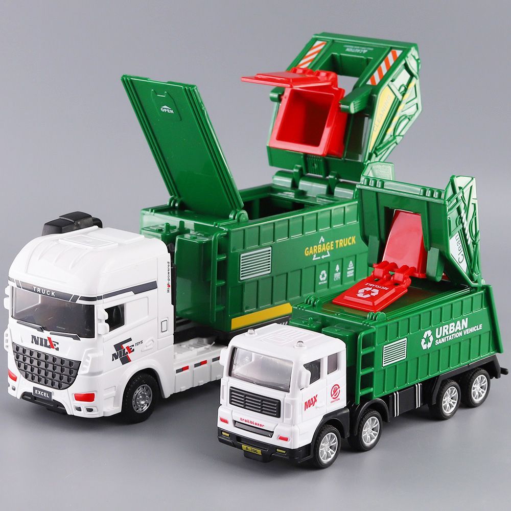 Large Inertial Sanitation Garbage Truck Toy Car Kidsren's Engineering Vehicle Boy Artificial City Transport Vehicle Trash Can
