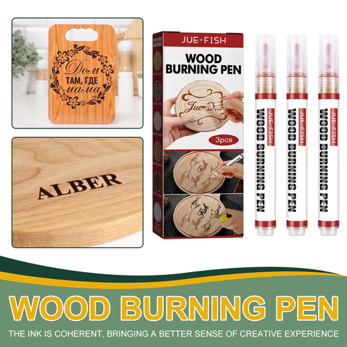 Jue-Fish 木材燃烧笔套装 儿童DIY烙画笔木头标记燃木记号笔套装