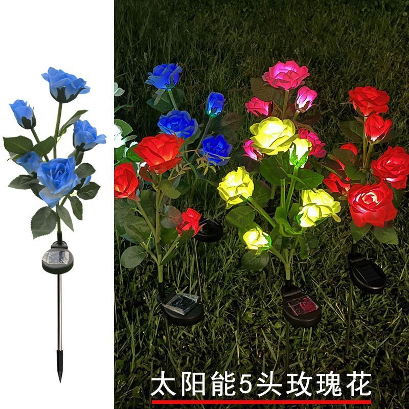 led太阳能灯地插灯彼岸花百合花玫瑰花仿真花蒲公英草坪铜线灯串|undefined