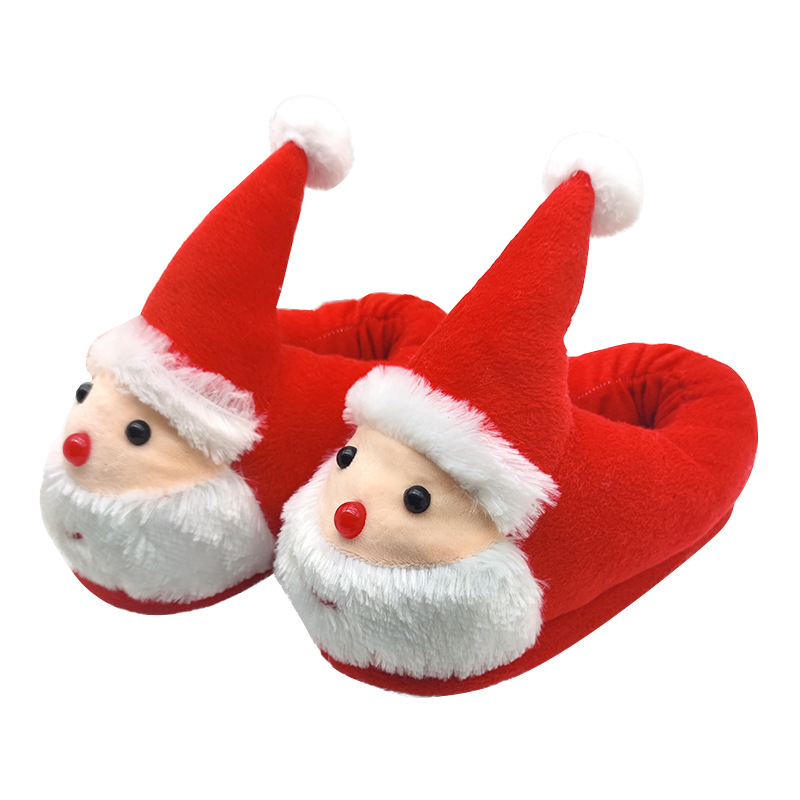 卡通创意圣诞老人棉鞋毛绒玩具情侣鞋圣诞节礼物室内保暖家居拖鞋