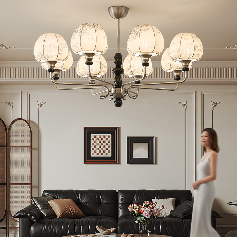 Nuevo estilo antiguo candelabro luces de sala de estar de alto nivel de comedor medieval 2025 tela de estudio dormitorio dormitorio principal lámparas francesas