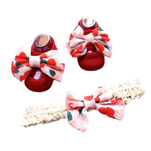 Cross-border baby headband socks set baby glue non-slip floor socks socks bow headband children's hair accessories