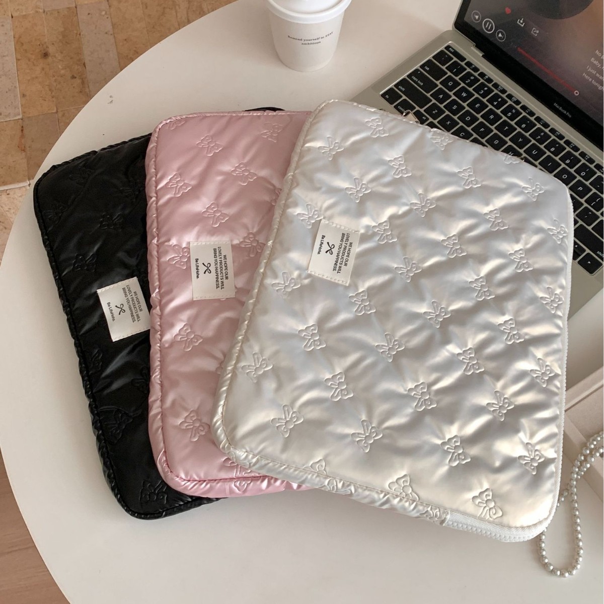 Cute iPad Storage Bag, Cross-Border Hot-Selling Bowknot Ultrasonic 11inch 13inch 15inch Computer Sleeve Bag