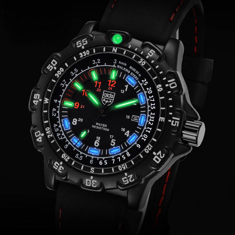 爱迪时跨境热卖防水夜光男士手表户外多功能石英表爆款机械表