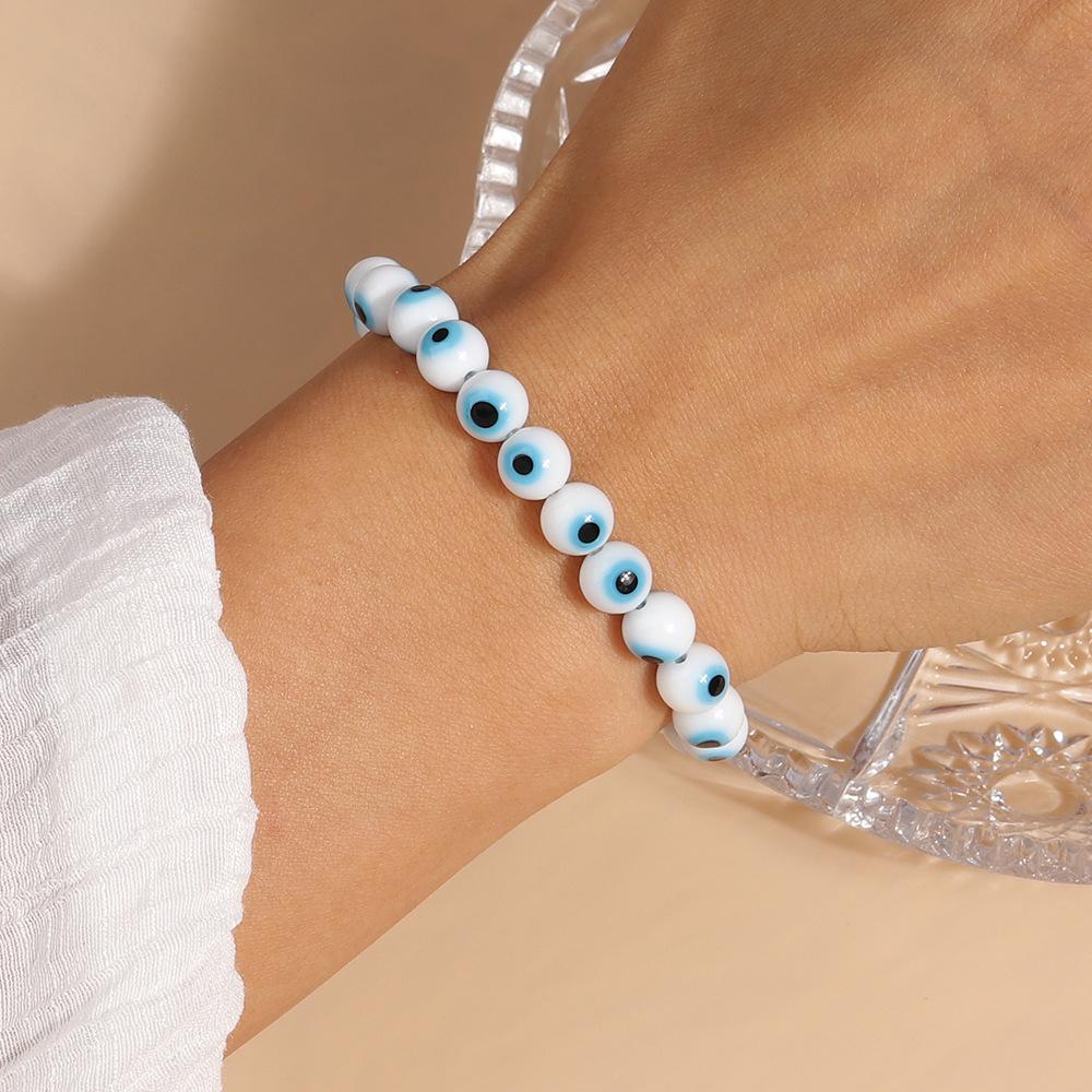 16g Weight Stretch Adjustable Clasp Closure Type Bracelets Classification Resin Chain Material Beaded Chain Chain Type 1 Piece Quantity Holiday, Daily Occasion Resin Material Eye Pattern All Seasons Season Women's Gender Vintage Style Style Vintage Style Eye Resin Beaded Chain Stretch Adjustable Beaded Bracelets Wholesale 10