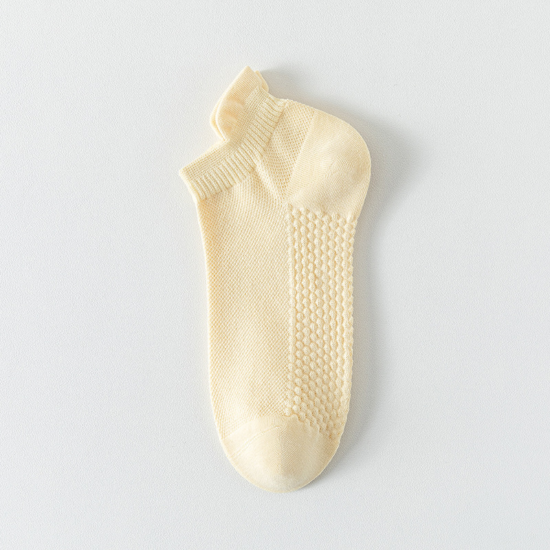Calcetines de algodón de color sólido, calcetines de barco de malla de verano, calcetines de algodón de paquete independiente, calcetines cortos
