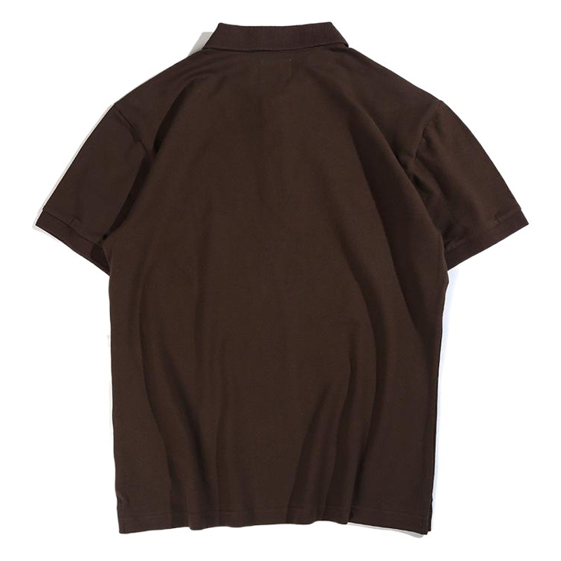 Nueva camisa de polo de solapa de manga corta de color sólido retro básica Camiseta lisa de media manga para hombre