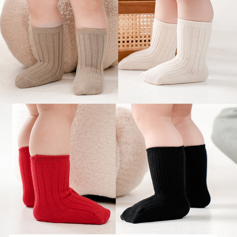 Spanish Style Autumn and Winter Infant Full Moon Red Socks for Boys and Girls Cotton Socks Comfortable Double-Needle Loose Mouth Baby Socks