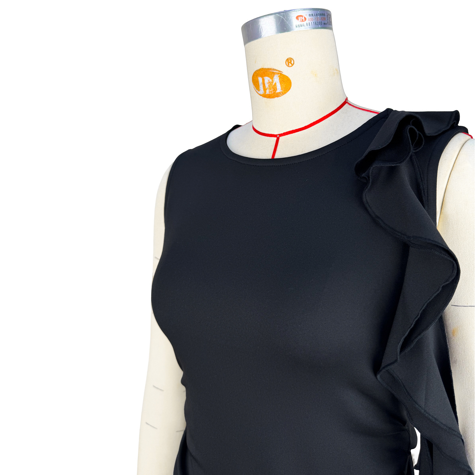 Women's Solid Colour Ruffled Slim Fit Flared Trouser Set Casual_voghion.com